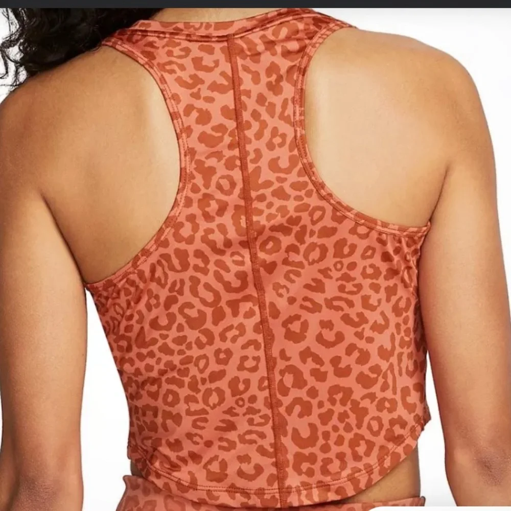 Nike Dri-Fit One Leopard Print Cropped Tank Top Orange XL